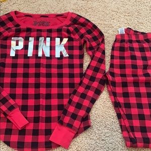 PINK plaid pj set